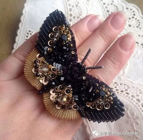 彩珠刺繡 漂亮的蝴蝶作品欣賞